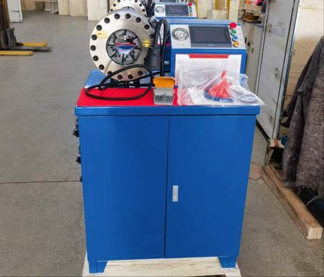 Siemens Touch Screen 2 inch High Model Blauw Kleur 10 Dies Slang Crimper / Rubber Slang Crimping Machine Betrouwbare prestaties met 600T Crimping Force