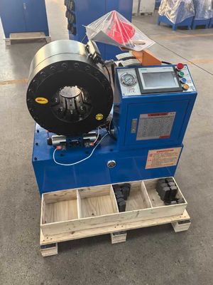PLC-besturingssysteem OEM-service Industrial 16 Dies Blauwe kleuren 4 inch Crimping Range Elektrisch Hydraulisch Crimping Tool 0,01mm nauwkeurigheid slangcrimping machine