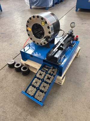2 inch blauwe kleur hoog rendement 600 ton drukkracht handmatige slangkrimpmachine 0 spanning van 6-51 mm krimpbereik en 10 verwisselbare matrijzen voor hydraulische toepassingen