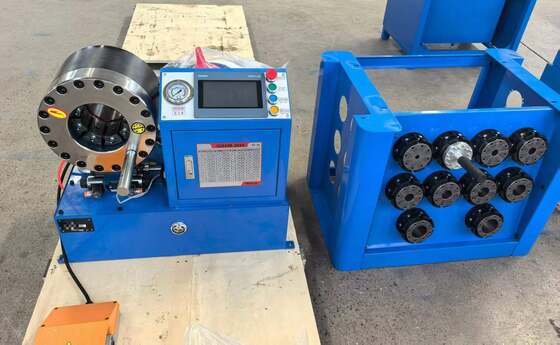 Goede prijs. 2 inch krimpen tot 2,5 inch 6-51 mm PLC-besturing Systerm hydraulische slang krimpmachine met snelwisselgereedschap en rek en 10 verwisselbare matrijzen 220v / 380v spanning online
