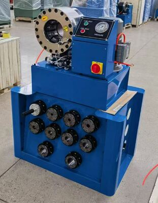 Goede prijs. 2 inch krimpbereik tot 51 mm blauwe kleur hydraulische slang krimpmachine Botton Control Systerm met snelwisselgereedschap en rek en 10 verwisselbare matrijzen online
