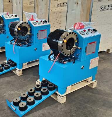 Goede prijs. 2 "DX68 lichtblauwe kleur elektrische hydraulische slangcrimper zonder snelwisselgereedschap van 6 mm tot 51 mm verschillende spanning 10 sterft nauwkeurigheid en 200 stuks per uur efficiëntie online